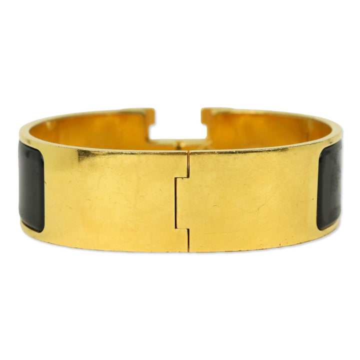 Hermès Black Enamel Gold Clic Clac H Bracelet