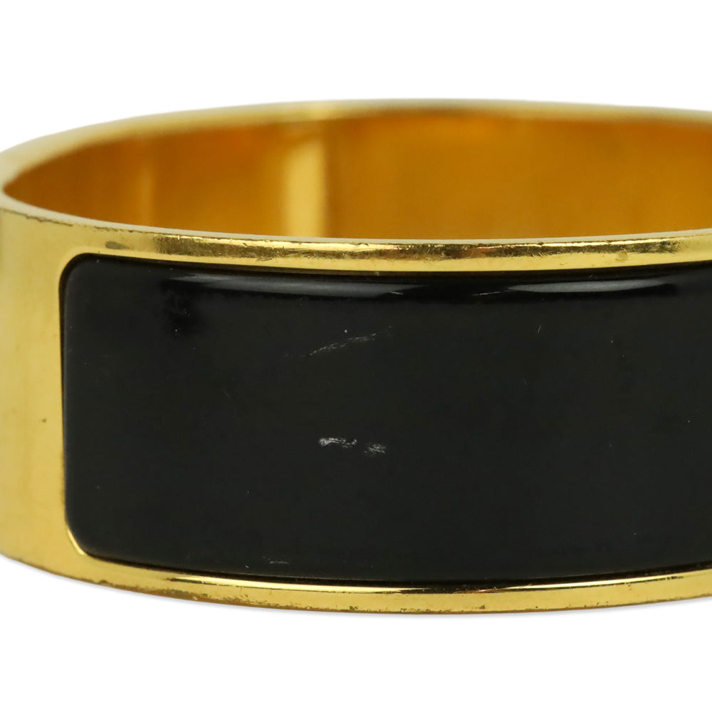 Hermès Black Enamel Gold Clic Clac H Bracelet