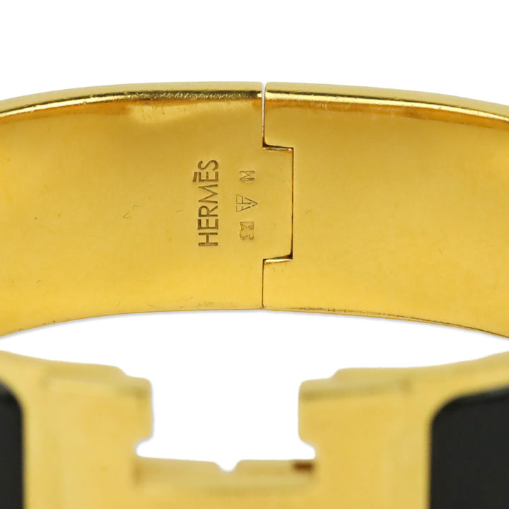 Hermès Black Enamel Gold Clic Clac H Bracelet