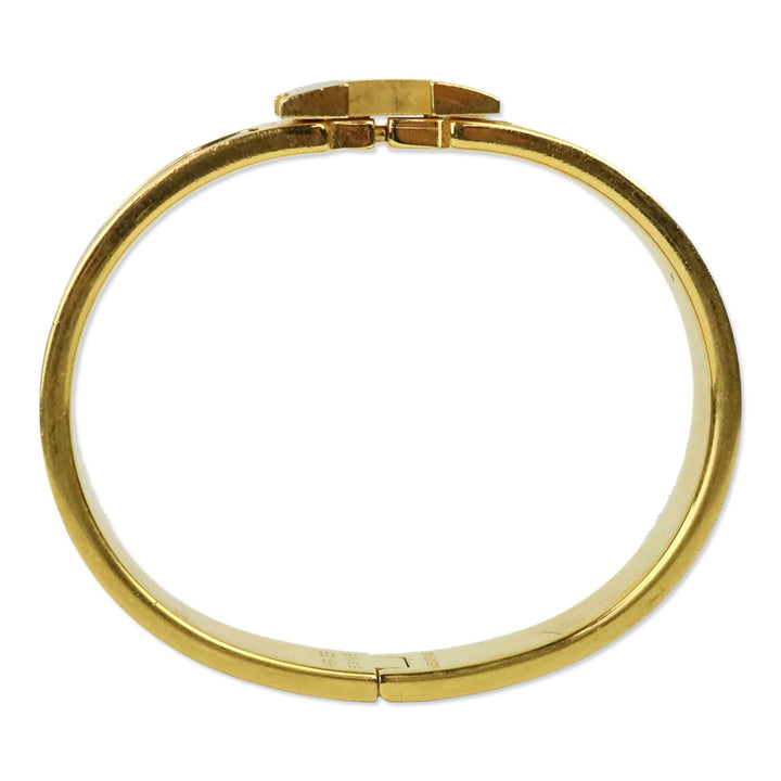 Hermès Black Enamel Yellow Gold Plated Narrow Clic H Bracelet