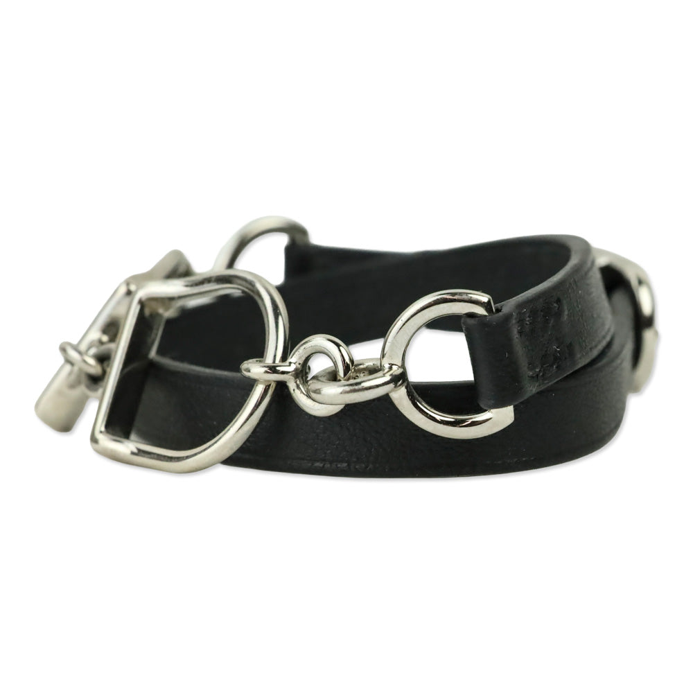Hermès Black Etrier Double Tour Bracelet