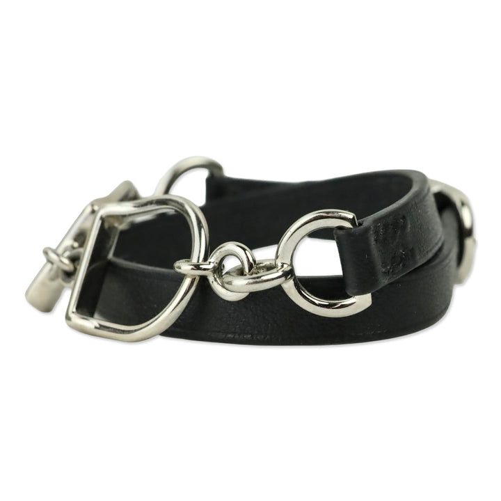 Hermès Black Etrier Double Tour Bracelet