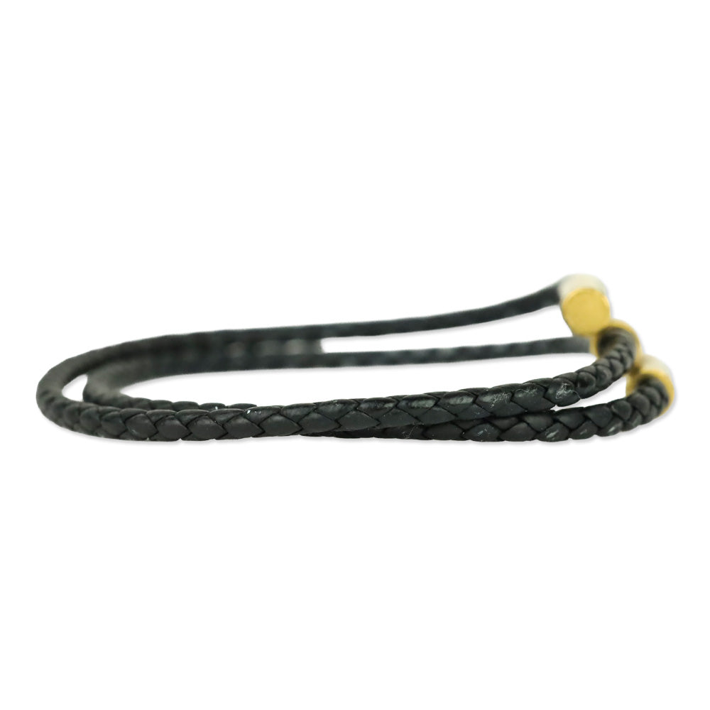 Hermès Black Gold Plated Tournis Tresse Bracelet