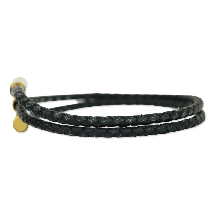 Hermès Black Gold Plated Tournis Tresse Bracelet
