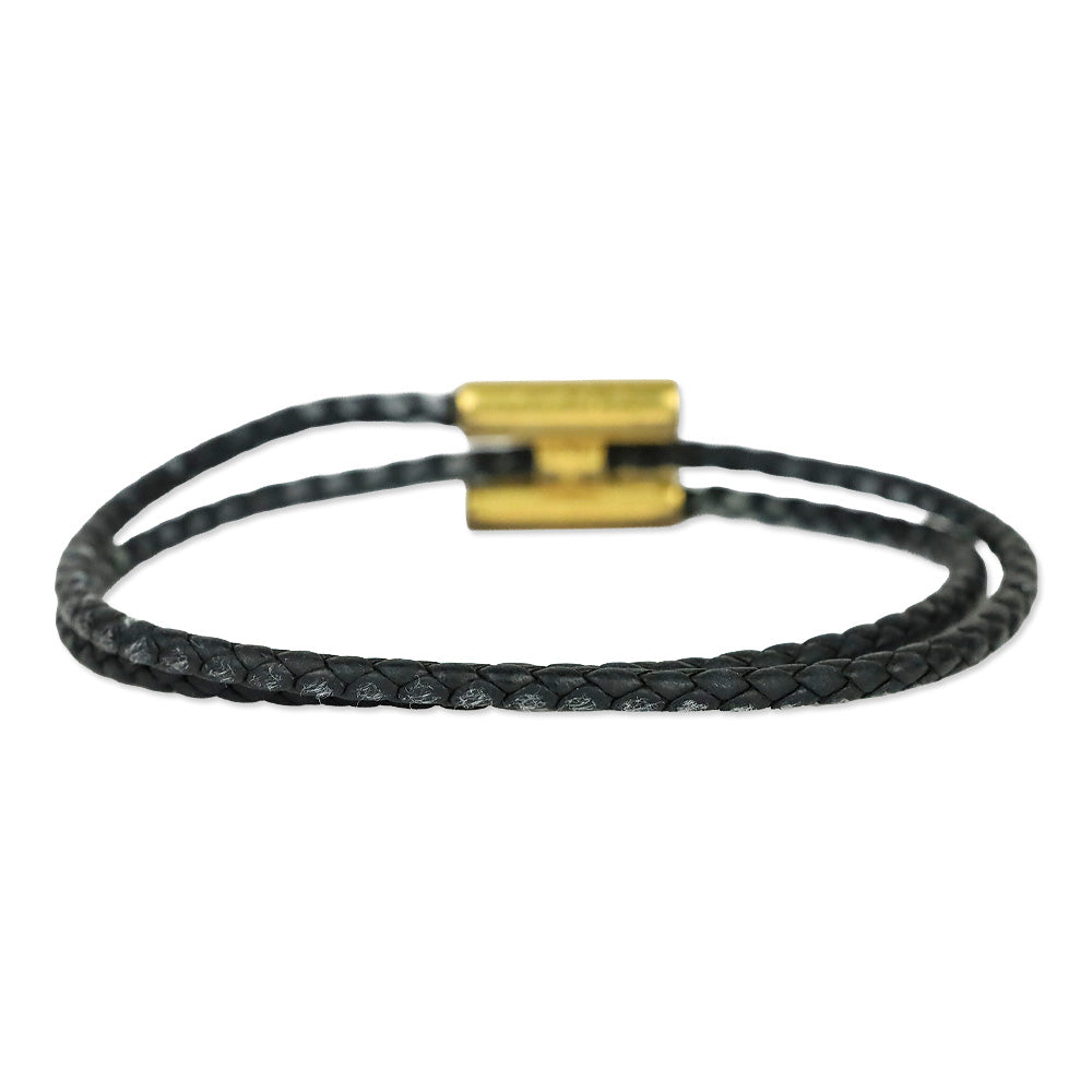Hermès Black Gold Plated Tournis Tresse Bracelet
