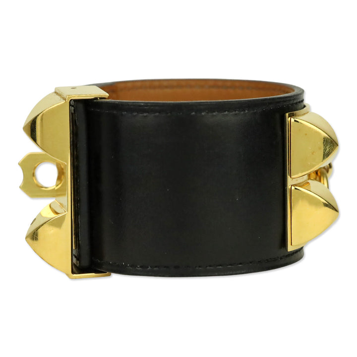 Hermès Black Leather Collier de Chien Bracelet