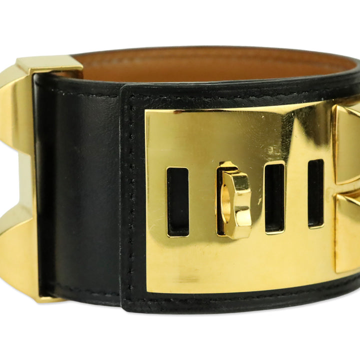 Hermès Black Leather Collier de Chien Bracelet