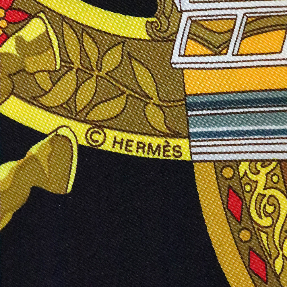 Hermès Black Multi Salzburg by Loic Dubigeon Carré Foulard 90 Scarf