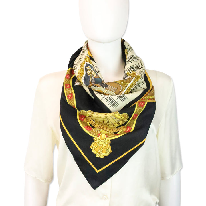 Hermès Black Multi Salzburg by Loic Dubigeon Carré Foulard 90 Scarf