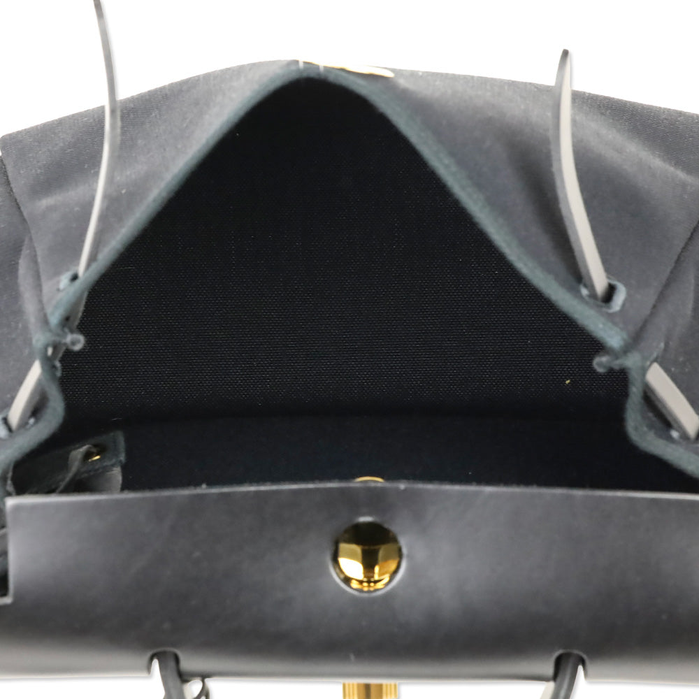 Hermès Black Noir Toile Militaire Vache Hunter Gold Hardware Herbag Zip Retourne 31 PM