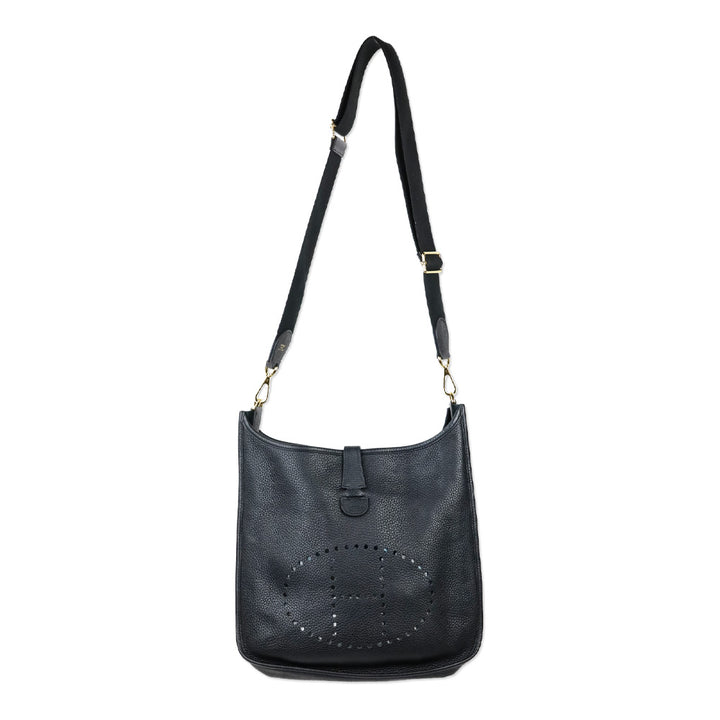 Hermès Black Taurillon Clemence Evelyne III 33 GM Gold Hardware