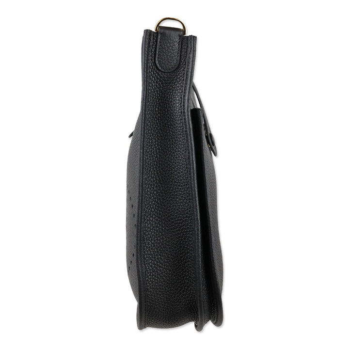 Hermès Black Taurillon Clemence Evelyne III PM 29 Gold Hardware