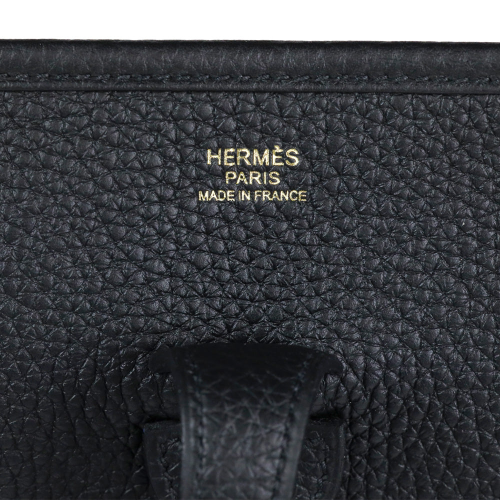 Hermès Black Taurillon Clemence Evelyne III PM 29 Gold Hardware