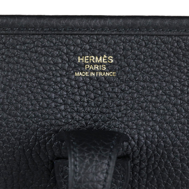 Hermès Black Taurillon Clemence Evelyne III PM 29 Gold Hardware