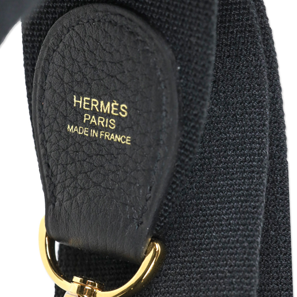 Hermès Black Taurillon Clemence Evelyne III PM 29 Gold Hardware