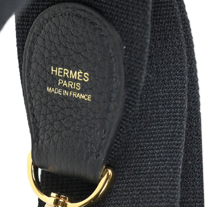 Hermès Black Taurillon Clemence Evelyne III PM 29 Gold Hardware