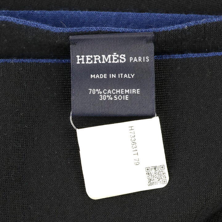 Hermès Black/Blue Cashmere Silk Aller-Retour Scarf