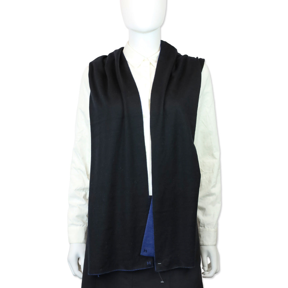Hermès Black/Blue Cashmere Silk Aller-Retour Scarf