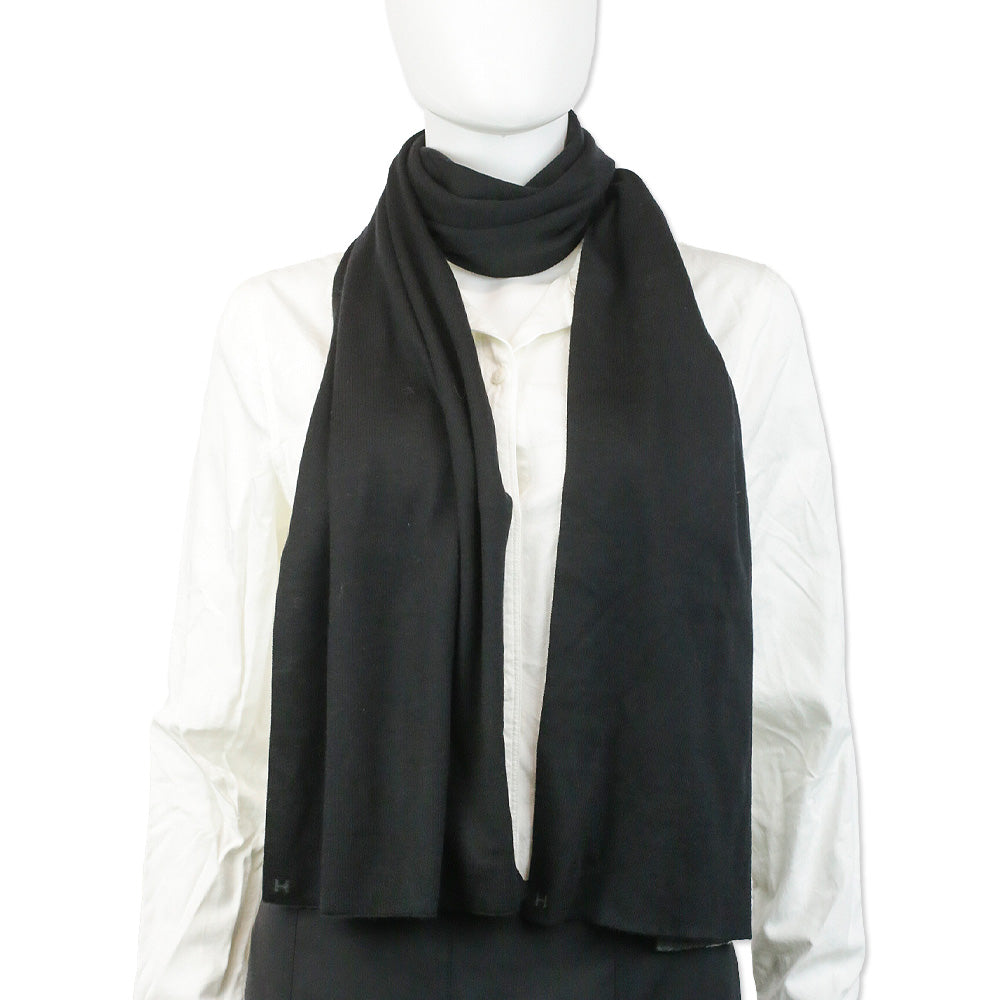 Hermès Black/Flannelle Cashmere Silk Aller-Retour Scarf