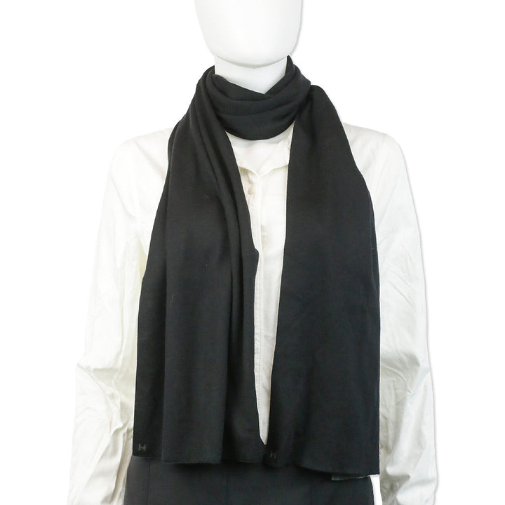 Hermès Black/Flannelle Cashmere Silk Aller-Retour Scarf