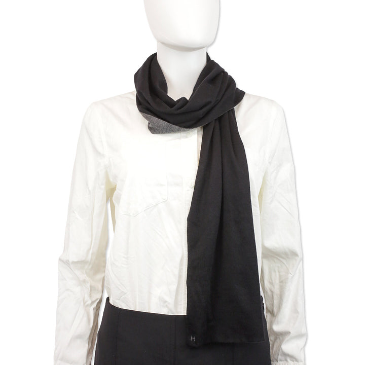 Hermès Black/Flannelle Cashmere Silk Aller-Retour Scarf