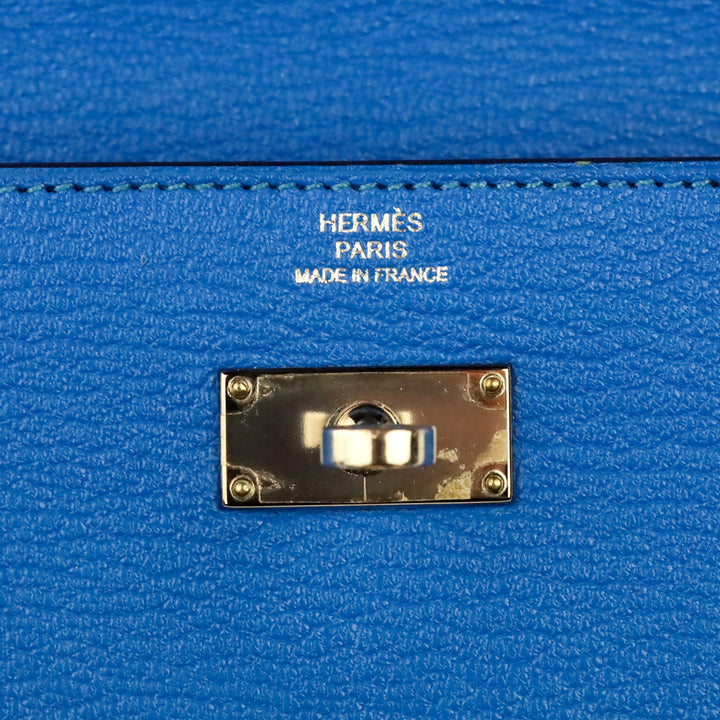 Hermès Bleu Hydra Chèvre Mysore Kelly Longue Wallet Palladium Hardware