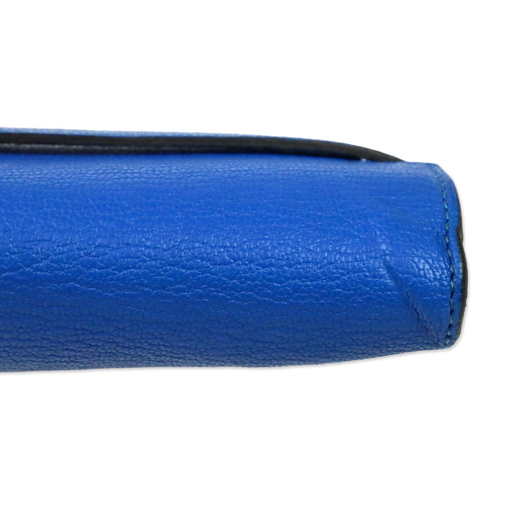Hermès Bleu Hydra Chèvre Mysore Kelly Longue Wallet Palladium Hardware
