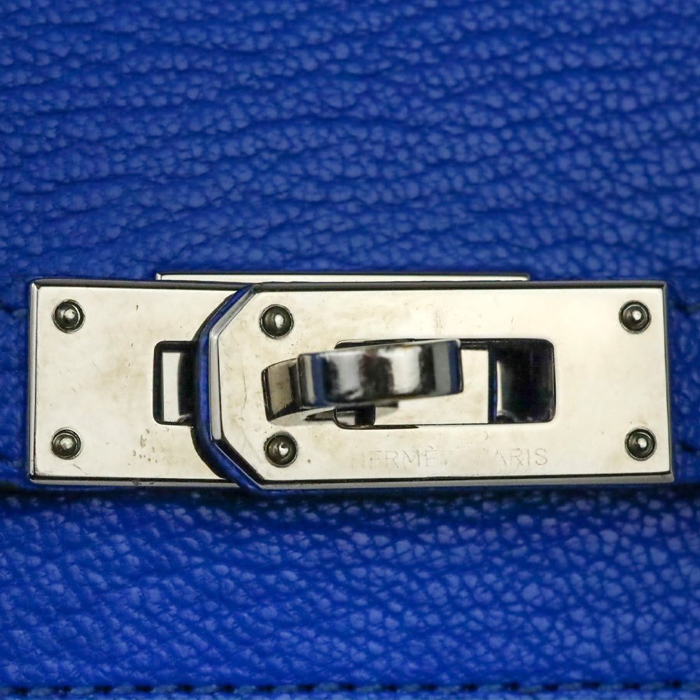 Hermès Bleu Hydra Chèvre Mysore Kelly Longue Wallet Palladium Hardware