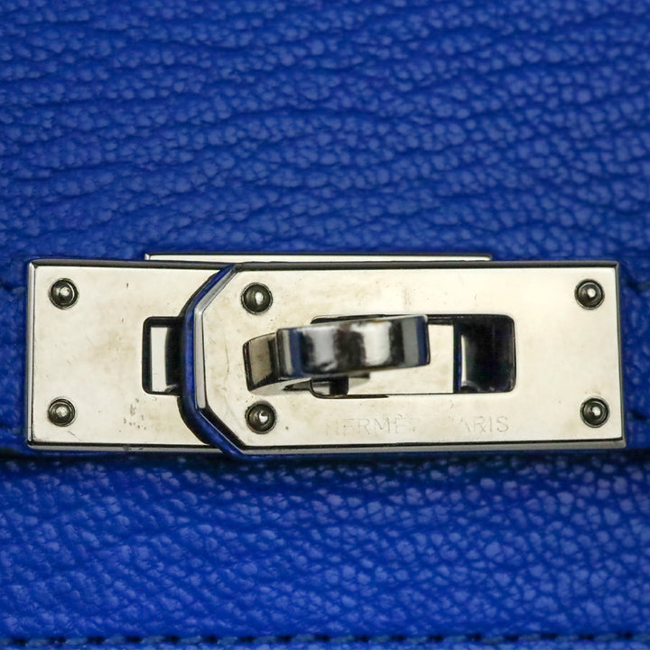 Hermès Bleu Hydra Chèvre Mysore Kelly Longue Wallet Palladium Hardware