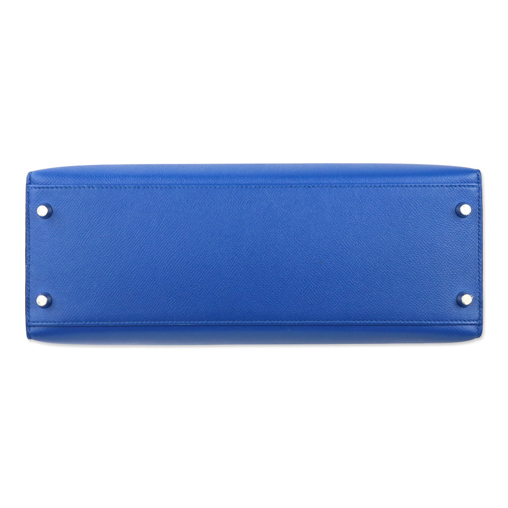 Hermès Bleu Hydra Epsom Sellier Kelly 32 with Palladium Hardware