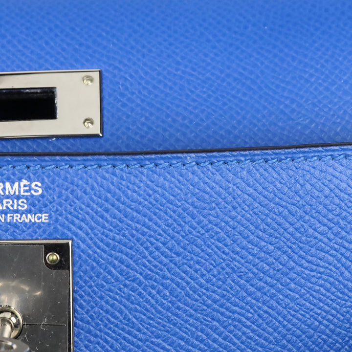 Hermès Bleu Hydra Epsom Sellier Kelly 32 with Palladium Hardware