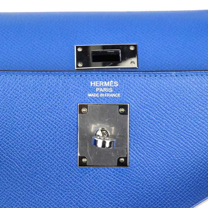 Hermès Bleu Hydra Epsom Sellier Kelly 32 with Palladium Hardware