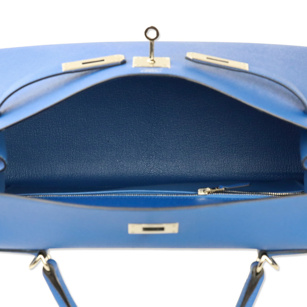 Hermès Bleu Hydra Epsom Sellier Kelly 32 with Palladium Hardware