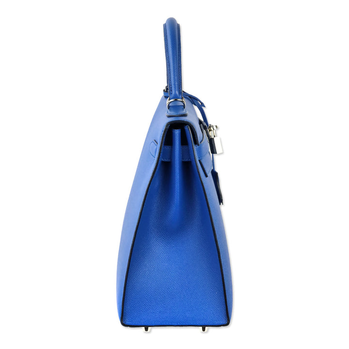 Hermès Bleu Hydra Epsom Sellier Kelly 32 with Palladium Hardware