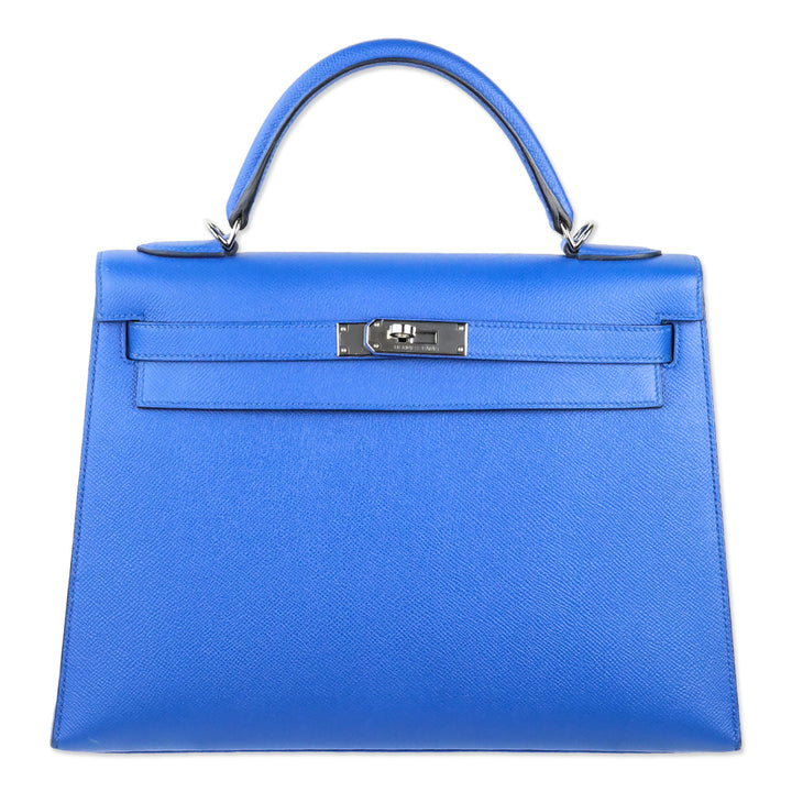 Hermès Bleu Hydra Epsom Sellier Kelly 32 with Palladium Hardware