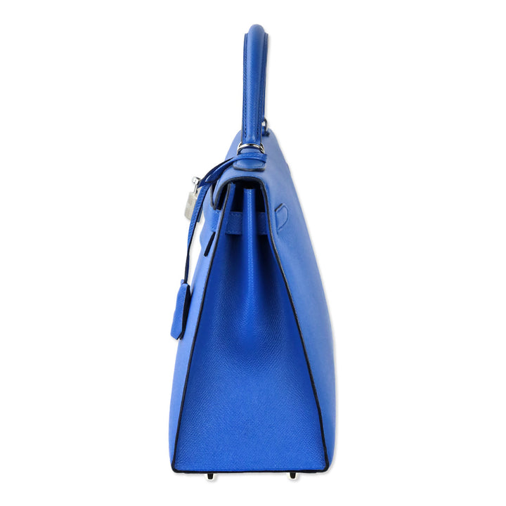 Hermès Bleu Hydra Epsom Sellier Kelly 32 with Palladium Hardware