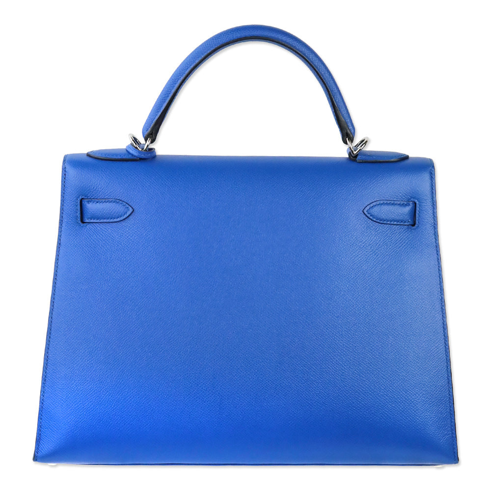 Hermès Bleu Hydra Epsom Sellier Kelly 32 with Palladium Hardware