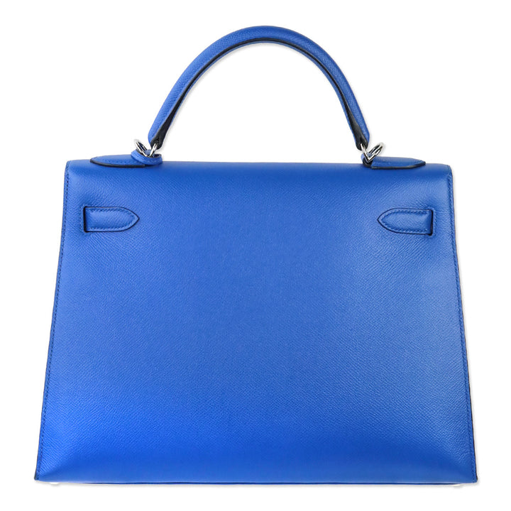 Hermès Bleu Hydra Epsom Sellier Kelly 32 with Palladium Hardware