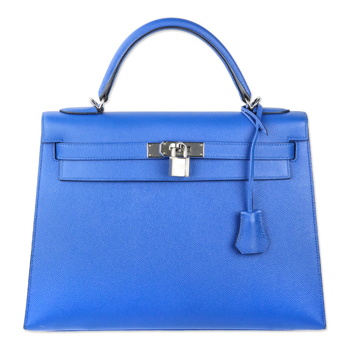 Hermès Bleu Hydra Epsom Sellier Kelly 32 with Palladium Hardware