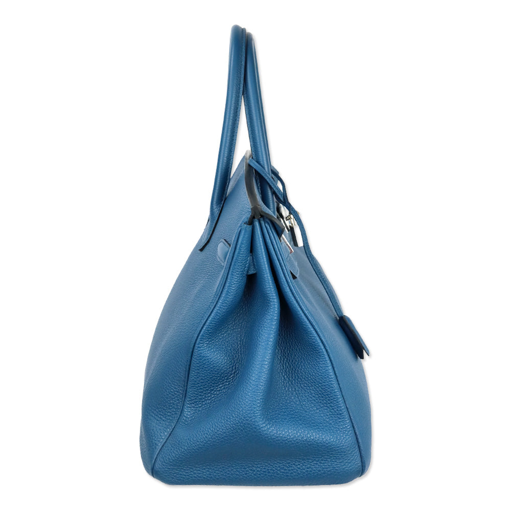 Hermès Bleu de Galice Taurillon Clémence Retourne Birkin 35 with Palladium Hardware