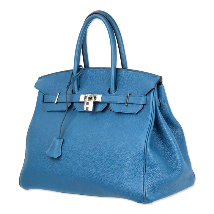Hermès Bleu de Galice Taurillon Clémence Retourne Birkin 35 with Palladium Hardware