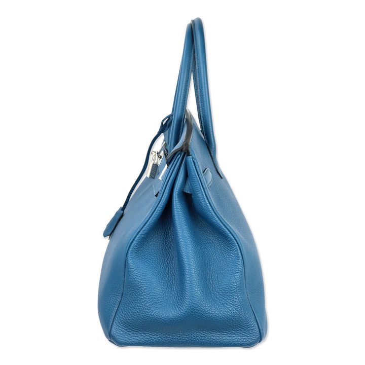 Hermès Bleu de Galice Taurillon Clémence Retourne Birkin 35 with Palladium Hardware