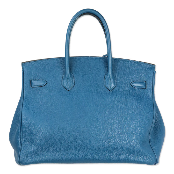 Hermès Bleu de Galice Taurillon Clémence Retourne Birkin 35 with Palladium Hardware