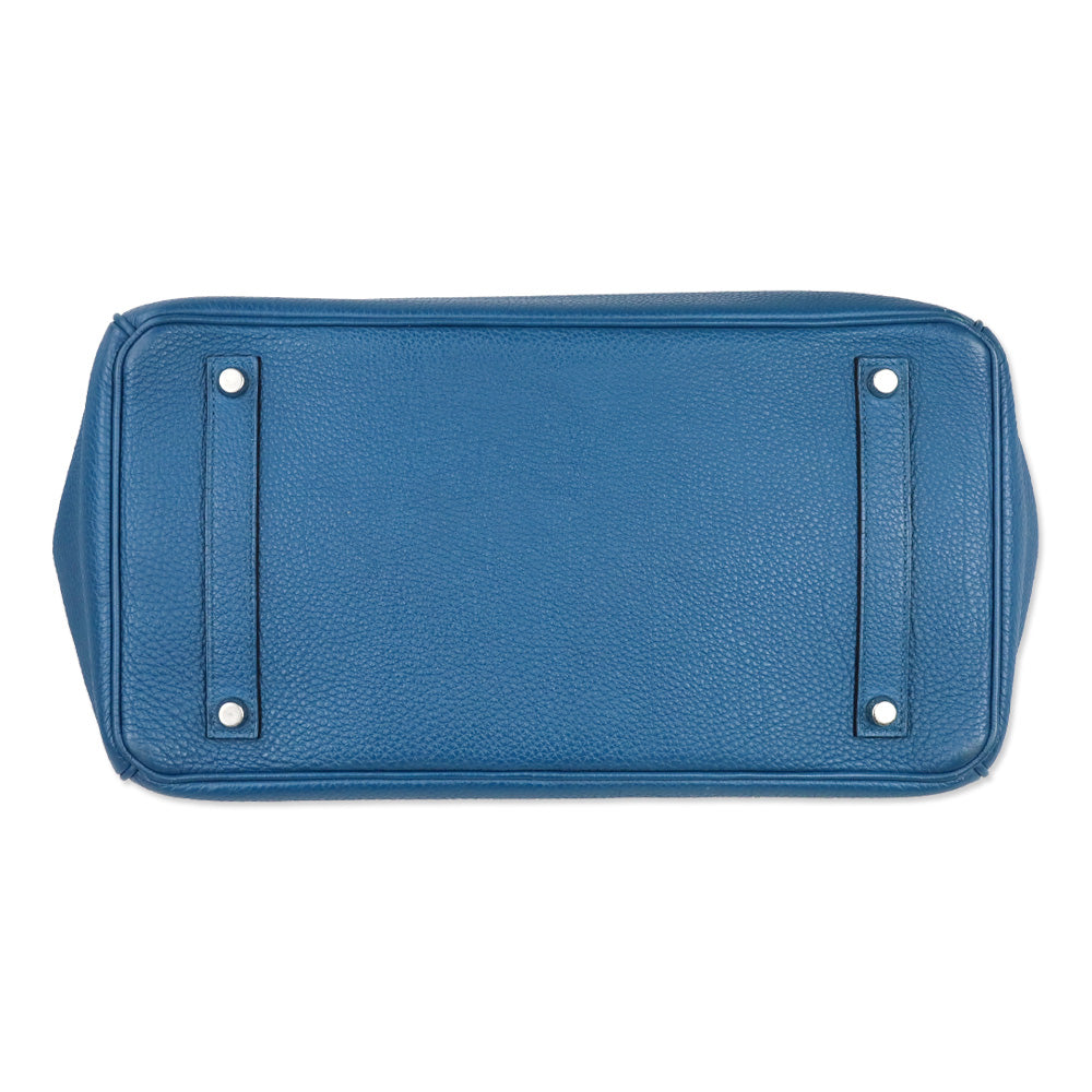 Hermès Bleu de Galice Taurillon Clémence Retourne Birkin 35 with Palladium Hardware