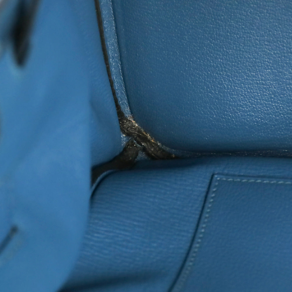Hermès Bleu de Galice Taurillon Clémence Retourne Birkin 35 with Palladium Hardware