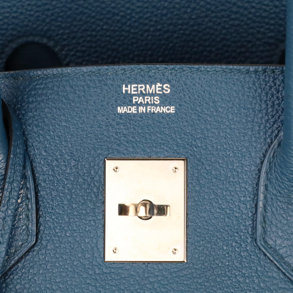 Hermès Bleu de Galice Taurillon Clémence Retourne Birkin 35 with Palladium Hardware
