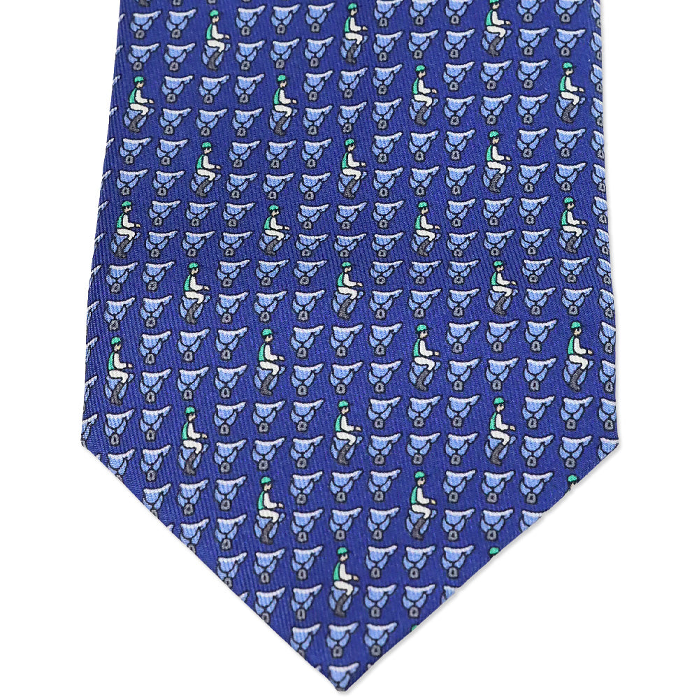Hermès Blue Saddle Print Silk Tie