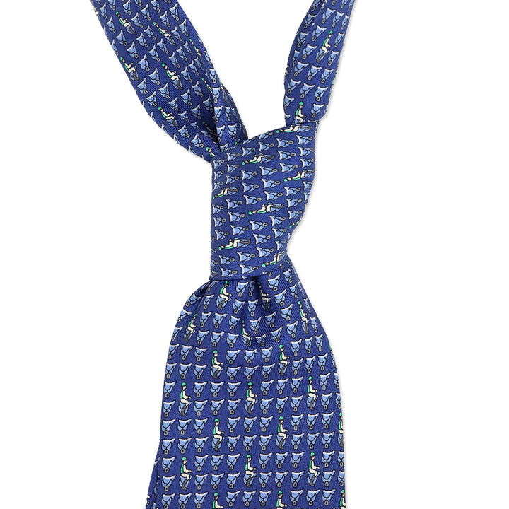 Hermès Blue Saddle Print Silk Tie