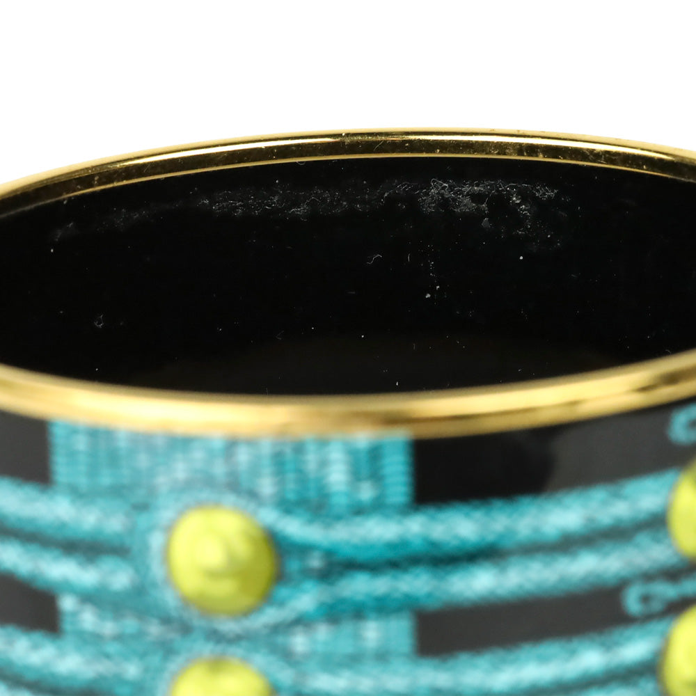 Hermès Blue/Black Brandebourgs Printed Enamel Extra Wide Bangle Bracelet