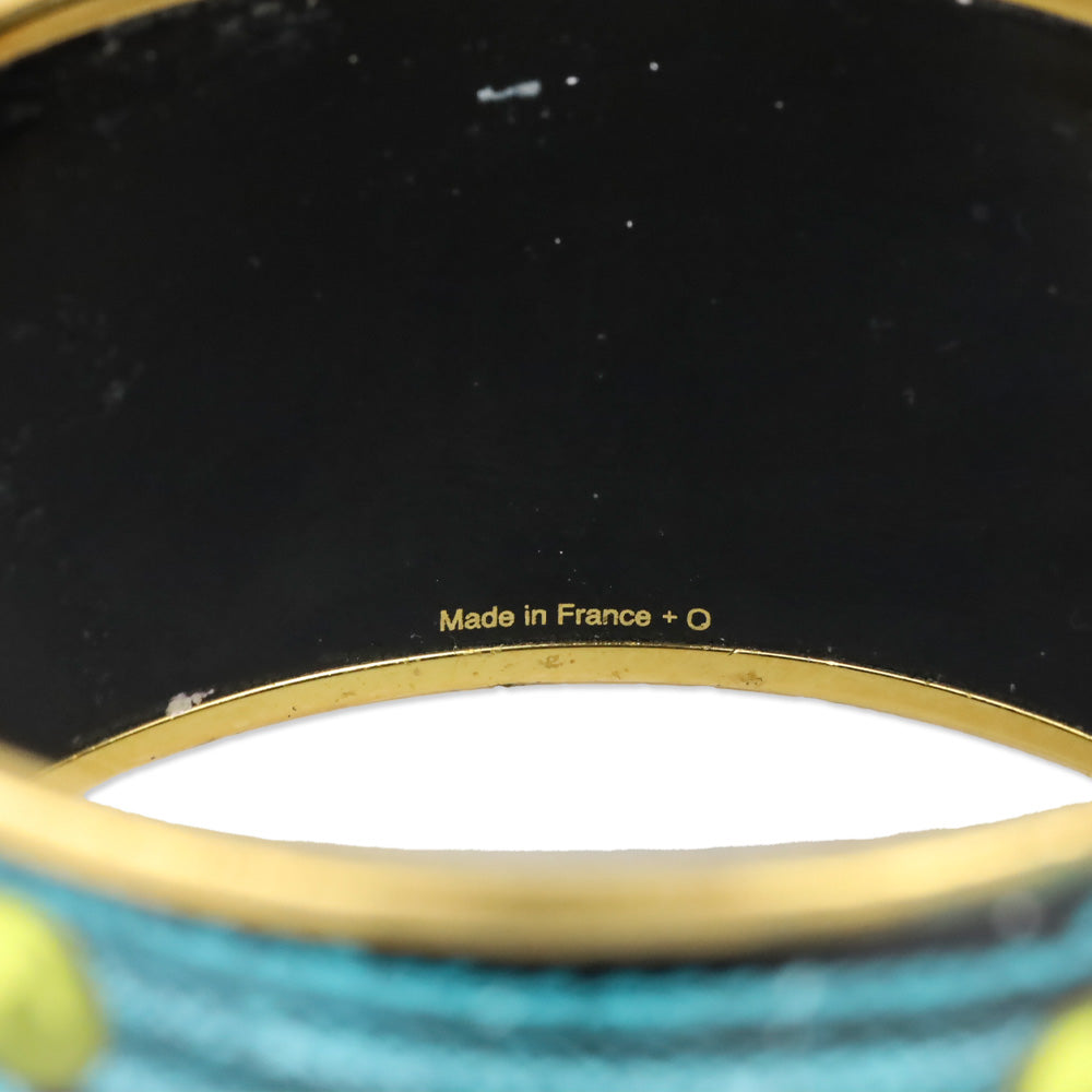 Hermès Blue/Black Brandebourgs Printed Enamel Extra Wide Bangle Bracelet